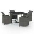 vidaXL Patio Dining Set 5 Piece with Cushions Garden Outdoor Terrace Balcony Dinner Table and Chair Seat Seating Furniture Poly Rattan Gray