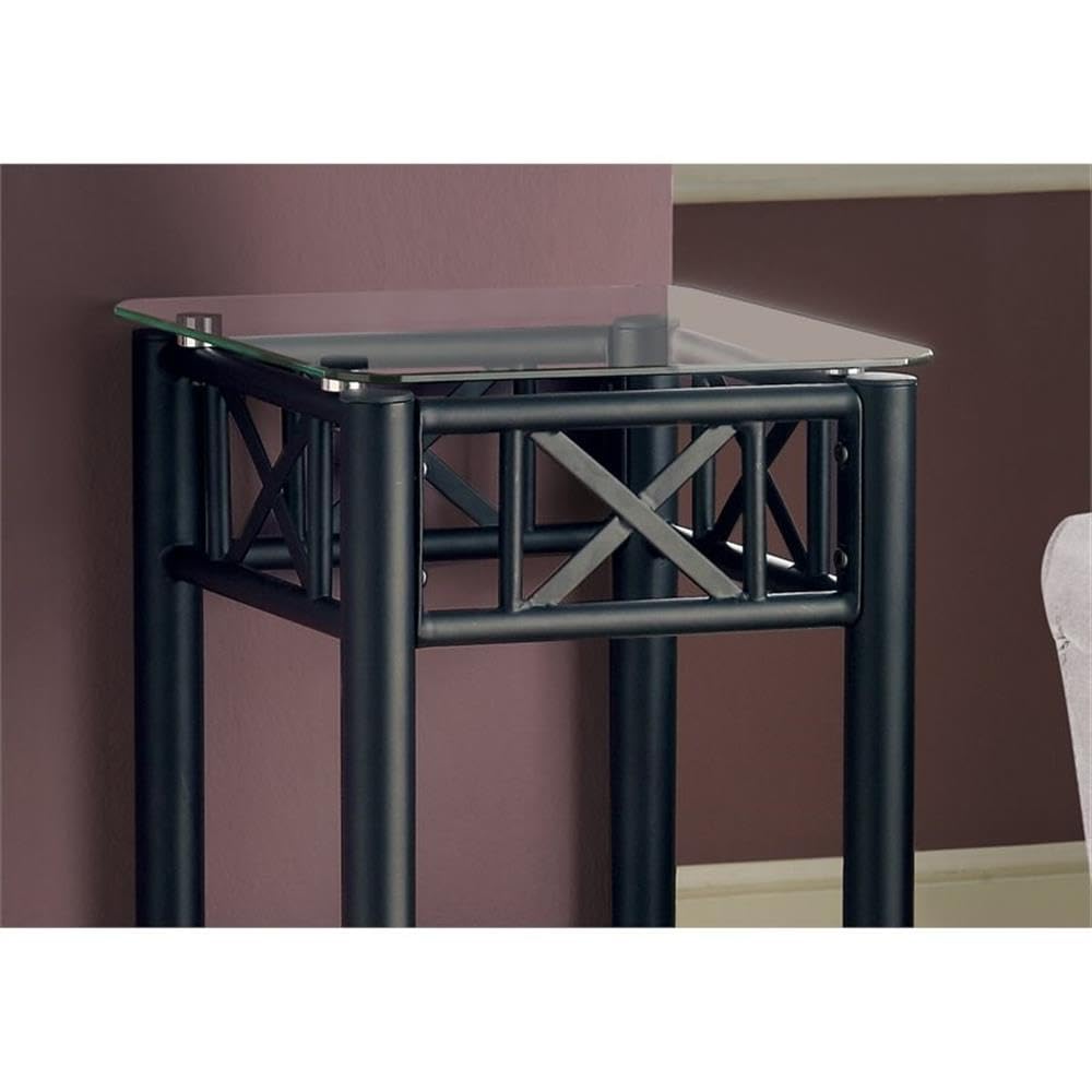 Monarch Specialties Metal with Tempered Glass Accent Table, Black