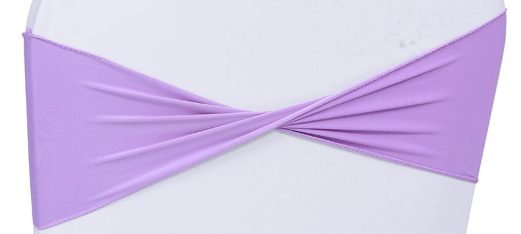 Mds Pack Of 10 Spandex Chair Sashes Bow Sash Elastic Chair Bands Ties Without Buckle For Wedding And Events Decoration Spandex Slider Sashes Bow - Lavender