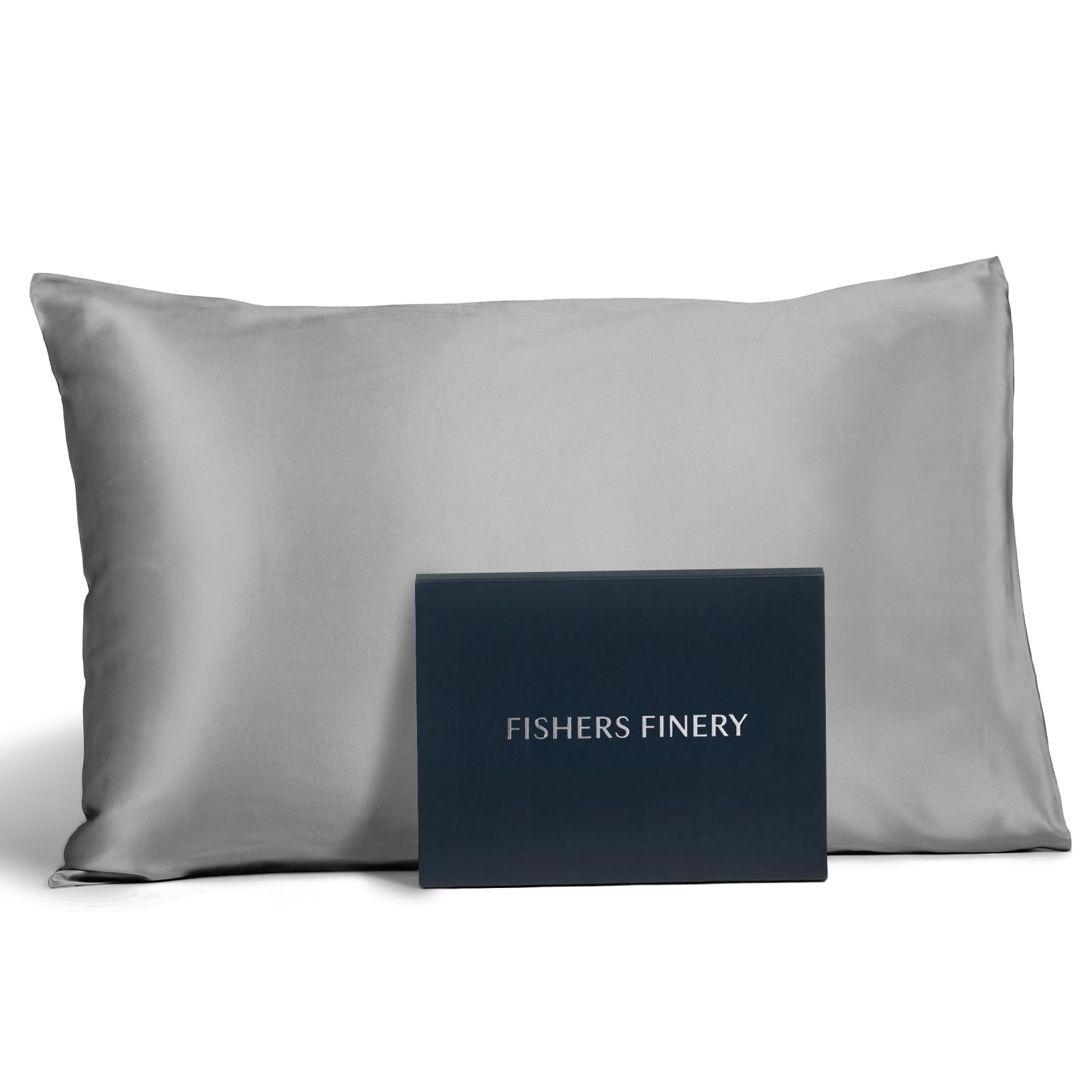 Fishers Finery 19Mm 100% Pure Mulberry Silk Pillowcase, Good Housekeeping Quality Tested (Silver, S)