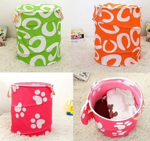 Olrada Portable Washable Handy Laundry Basket with Zipper & Carry Handle (Colour/Design/Assorted) 1Pc