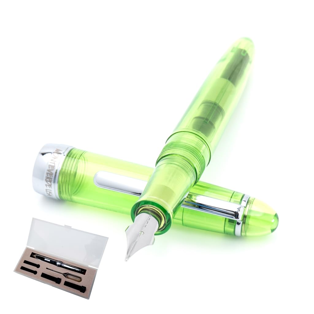 Monteverde Monza Fountain Pen (With Ink Vials), Green; Medium Nib