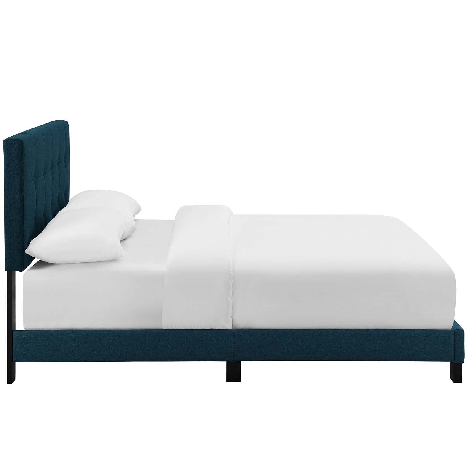 Modway Amira Tufted Fabric Upholstered Full Bed Frame With Headboard In Azure