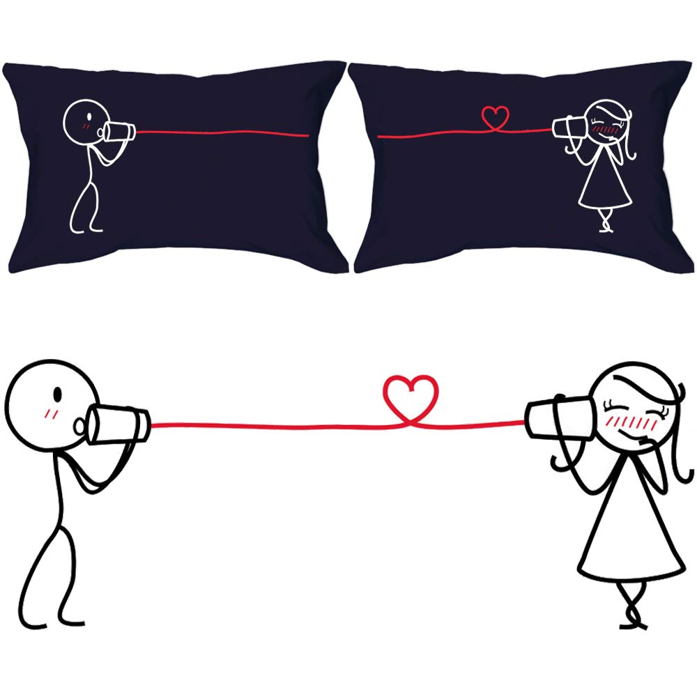 Boldloft Say I Love You Couple Pillowcases (Dark Blue) - Love Gifts For Her, Girlfriend, Wife, Valentine Pillow Covers, Couple G