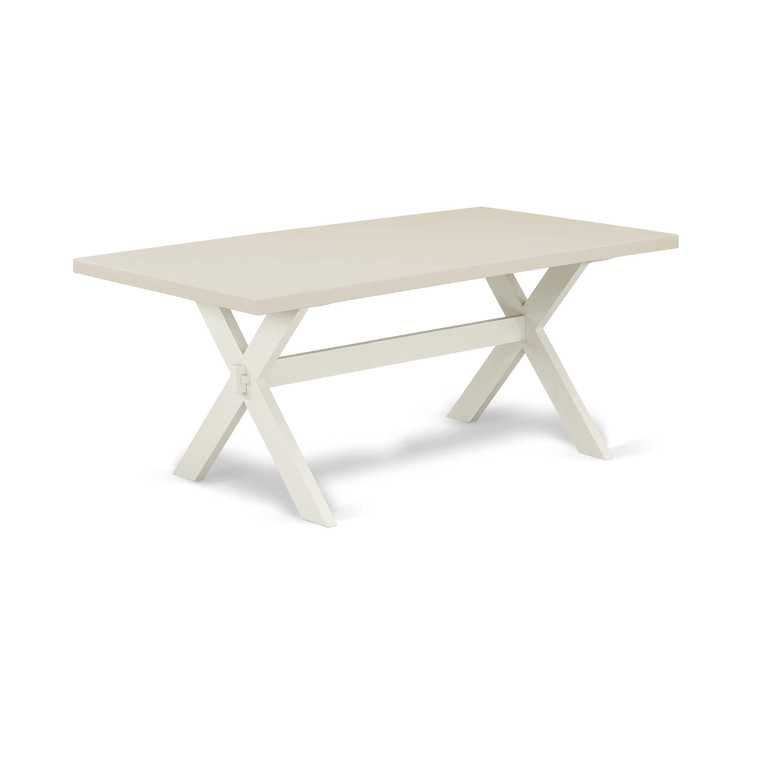 East West Furniture X-Style 9 Piece Set Includes A Rectangle Dining Room Table With X-Legs And 8 Baby Blue Linen Fabric Upholstered Chairs, 40X72 Inch, X027Si215-9