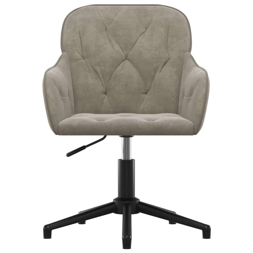 Revera Swivel Office Chair in Light Grey Velvet