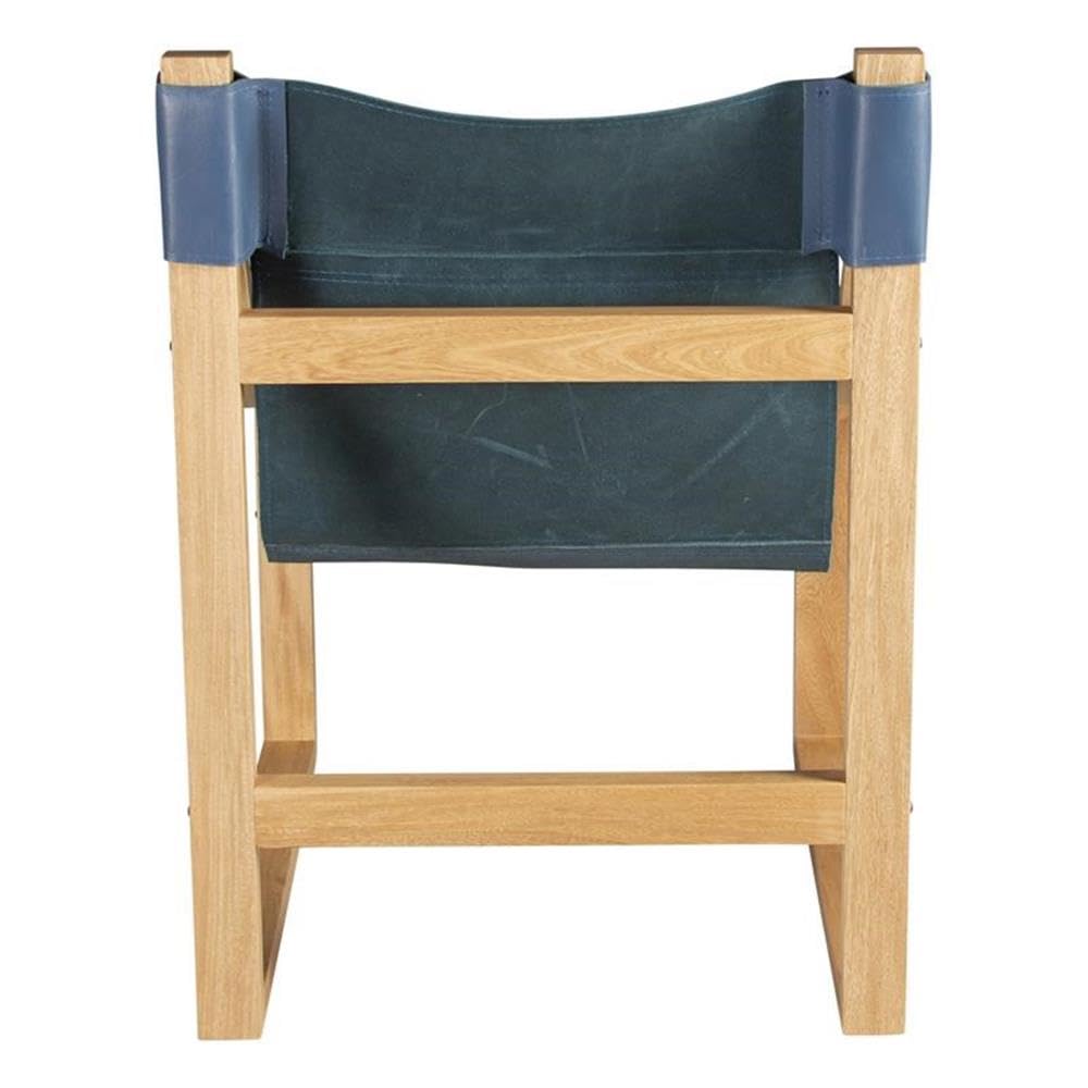Steve Silver Furniture Oak & Cobalt Hammock Sling, Natural Leather, Steam Bent Arms, Natural Comfort, Leather, Oak Solids, Accent Chair, Living Room Furniture, 26.3 x 28.3 x 37, Blue