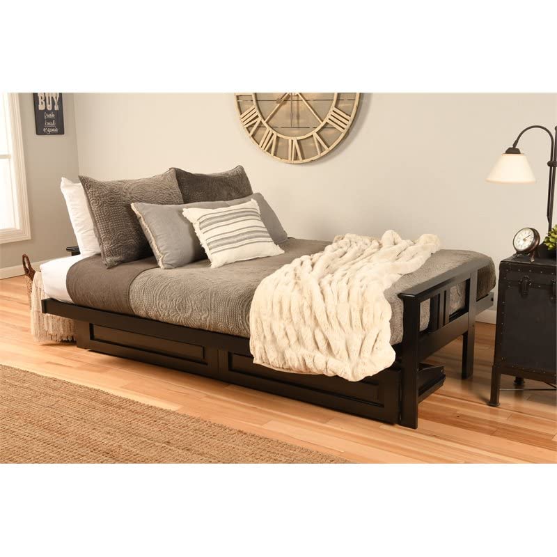 Kodiak Furniture Monterey Black Storage Sofa with Mocha Brown Fabric Mattress