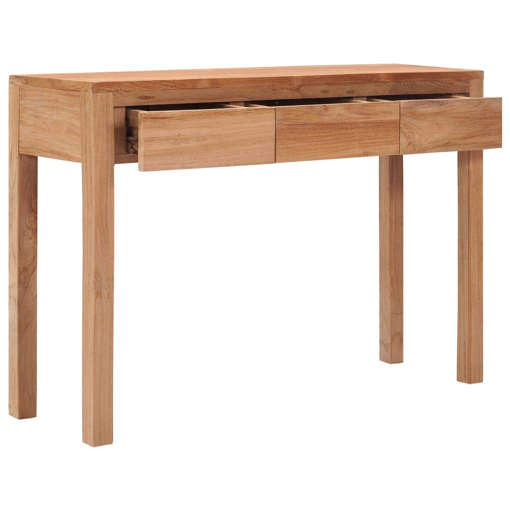 vidaXL Solid Teak Wood Console Table - Colonial, Rustic Hallway Table with Drawers, Bohemian Accent Storage Table, 43.3"x13.8"x29.5"