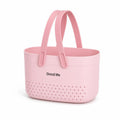 ZOOMELLA Arched Handles Portable Shower Carrier Perforated Bath Basket Open Top Toiletry Basket Rounded Rectangular, Pink|Bath C