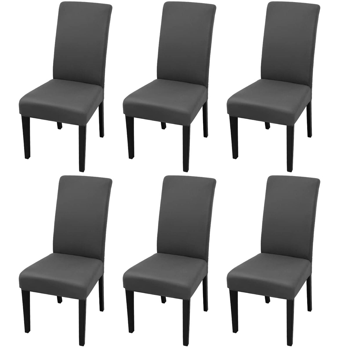 Jqinhome 6 Pcs Dining Chair Slipcover,High Stretch Removable Washable Chair Seat Protector Cover For Home Party Hotel Wedding Ceremony (Grey)