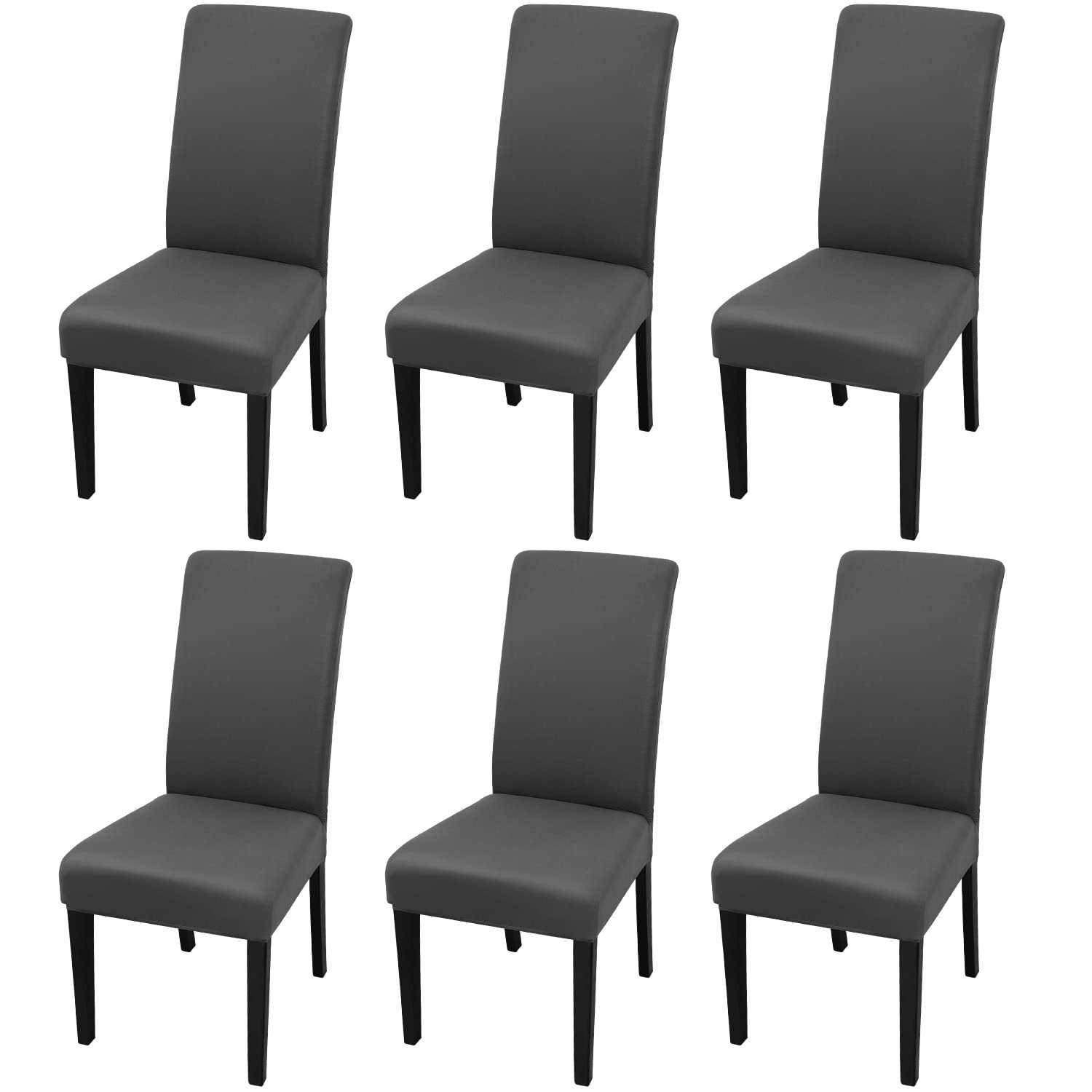 Jqinhome 6 Pcs Dining Chair Slipcover,High Stretch Removable Washable Chair Seat Protector Cover For Home Party Hotel Wedding Ceremony (Grey)