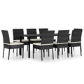 vidaXL Patio Dining Set 9 Piece, Outdoor Dining Set for Garden Yard, Table and Chair for Balcony, Dining Table, Farmhouse Style, Poly Rattan Black