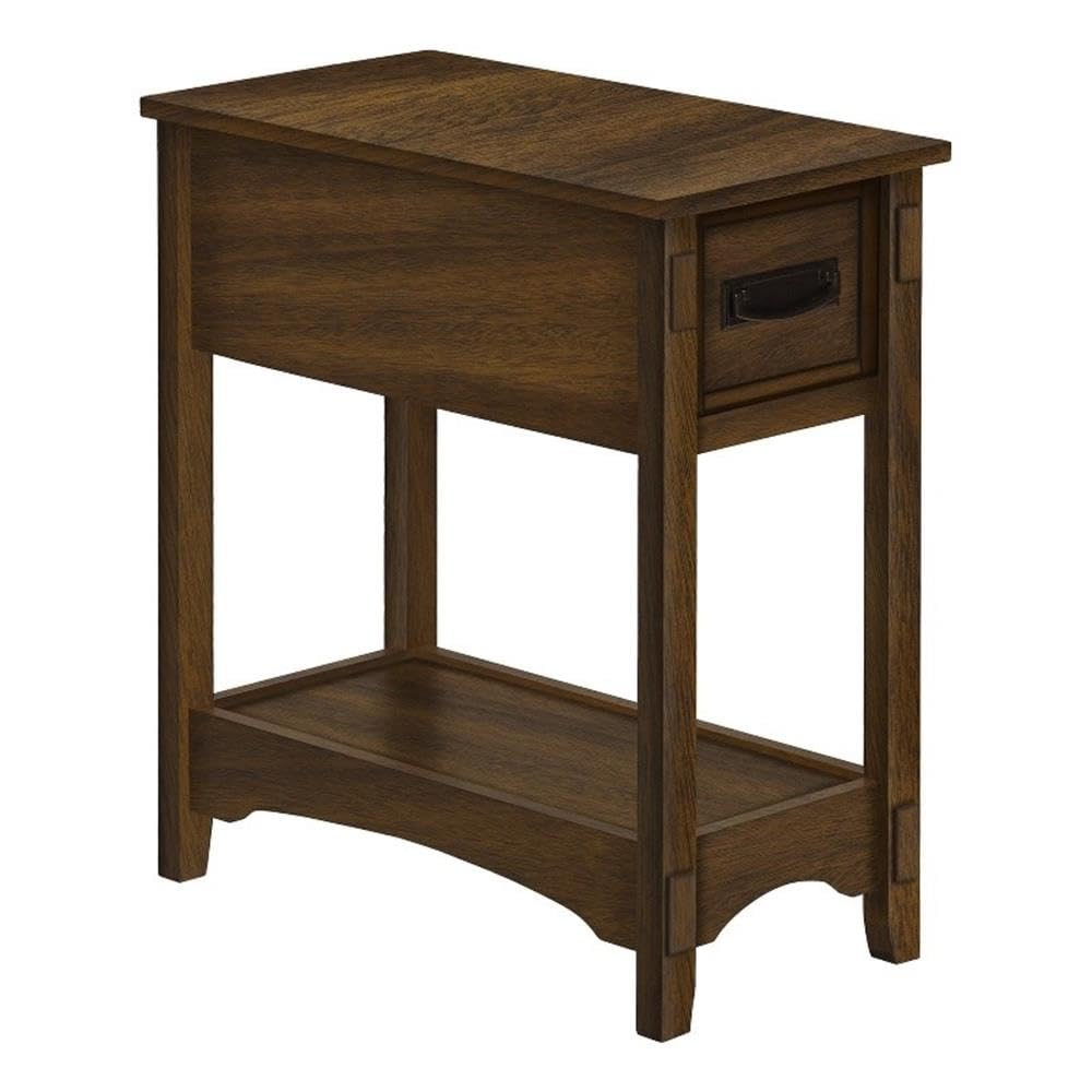 Monarch Specialties 3955 Accent, End, Side Table, Nightstand, 2 Tier, Storage Drawer, Table-24 H/Brown Walnut Veneer, 11.75&quot; L X 21.75&quot; W X 24.25&quot; H