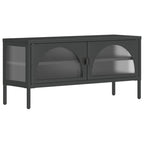 vidaXL Modern TV Stand – Black, Powder-Coated Steel and Fluted Glass, with Adjustable Shelf and Levelers, Ideal for TV and Stereo Systems, 41.3"x13.8"x19.7"