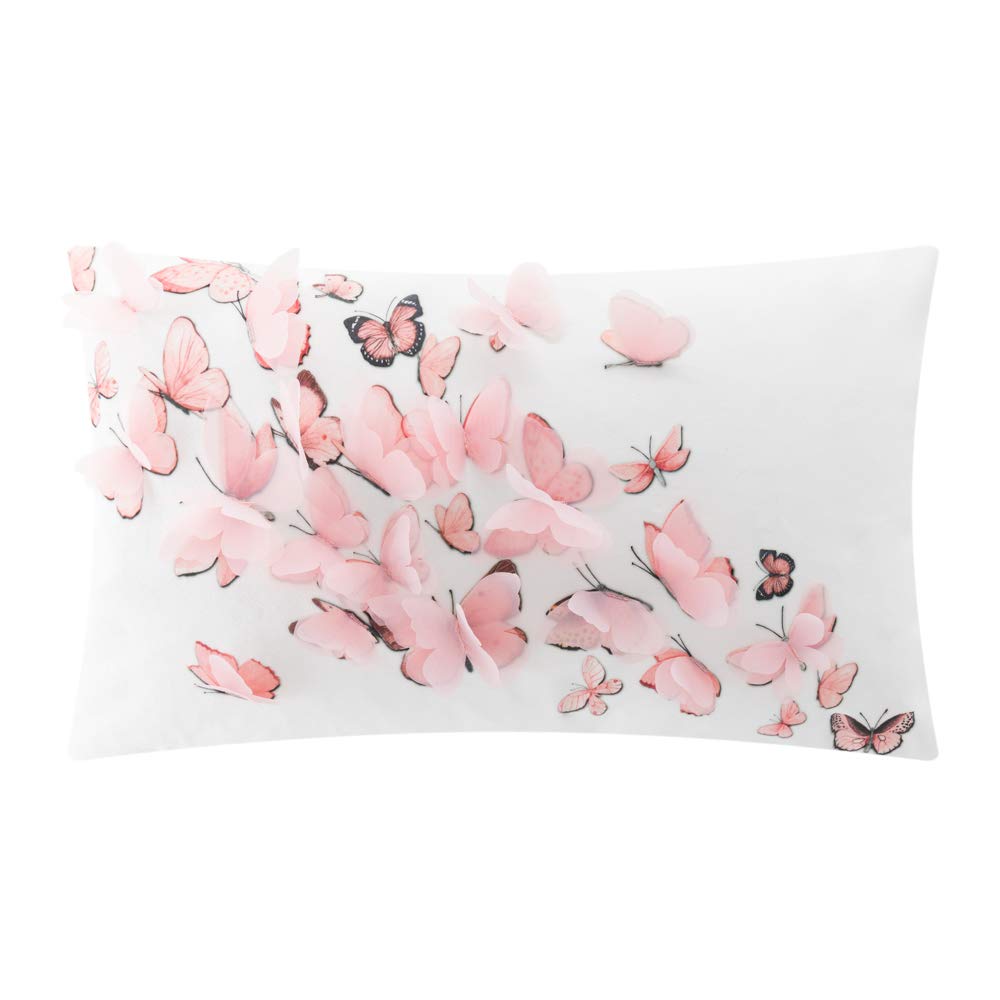 Kingrose 3D Butterfly Decorative Throw Pillow Cover Soft Accent Pillow Case Rectangle Cushion Cover For Summer Sofa Bedroom Couc