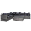 vidaXL 8 Piece Garden Lounge Set with Cushions Outdoor Rattan Sofa Sets Patio Sofa Garden Furniture Set Durable Sturdy Poly Rattan Gray