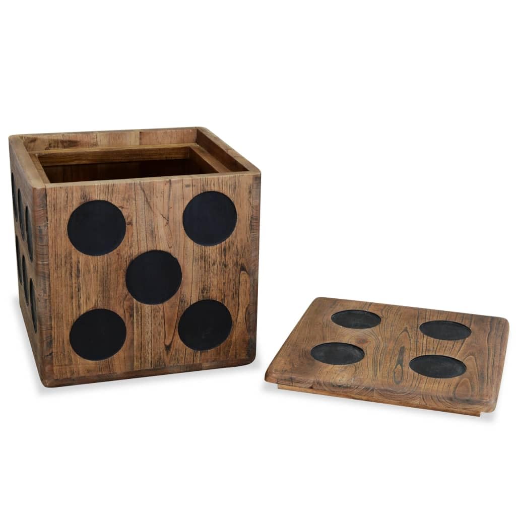 vidaXL Handcrafted Storage Box/Coffee Table/Side Table, Durable Mindi Wood, Unique Dice Design, Fully Assembled, 15.7&quot; x 15.7&quot; x 15.7&quot;