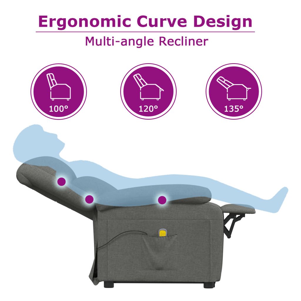 vidaXL Stand-up Massage Recliner Taupe Fabric
