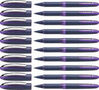 Schneider One Business Rollerball Pen, 0.6 Mm Ultra-Smooth Tip, Blue Barrel, Violet Ink, Box Of 10 Pens (183008)