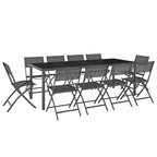 vidaXL Patio Dining Set 11 Piece Garden Outdoor Terrace Balcony Backyard Dining Dinner Dinette Table and Chair Seat Seating Furniture Steel