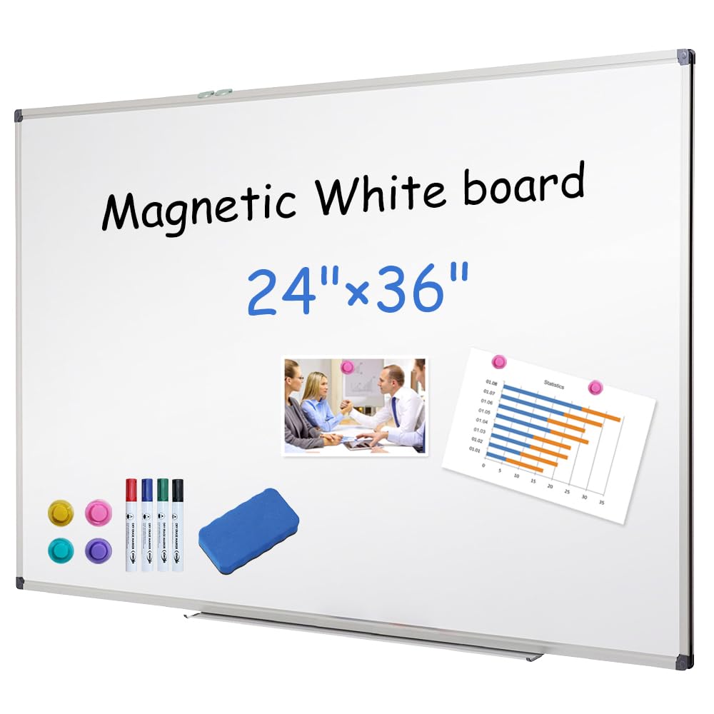 Xiwode Magnetic Dry Erase Board 24X36 Inches, Aluminum Frame Whiteboard For Wall, Durable Writing Surface For Office, Classroom