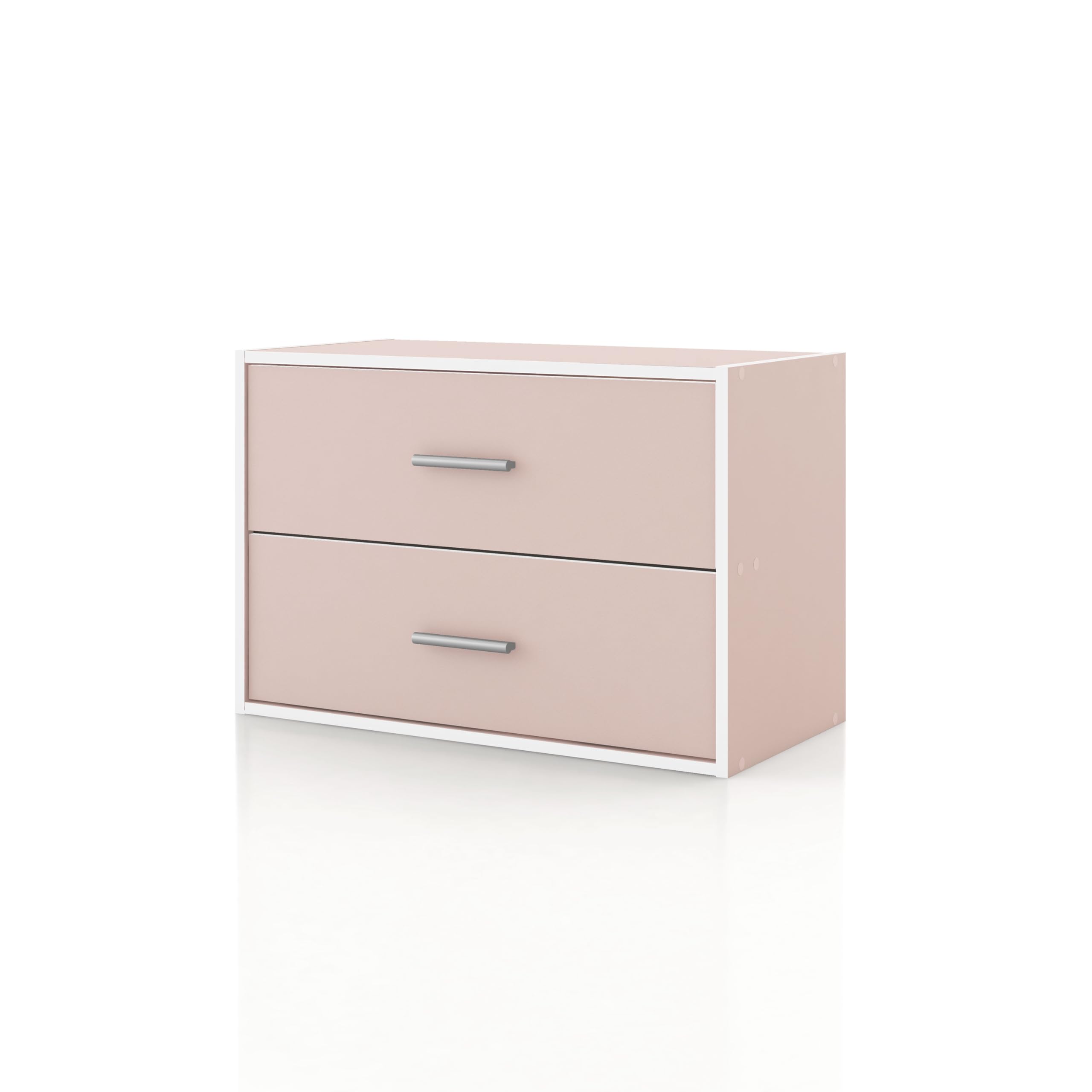 Homes: Inside + Out Apexa 2-Drawer Wooden Stackable Storage Drawers, Small Food Pantry Cabinet, Cajonera De Madera, Underbed Drawer Dorm Teen Room Decor & Bedroom, Home Office, Kitchen, Light Pink