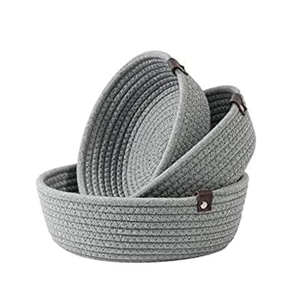 Apcatio Jute Rope Storage Basket Set Of 3 (Small, Medium & Large) | Natural Shelf Organizer Bins For Kitchen, Home Pantry, Bathr