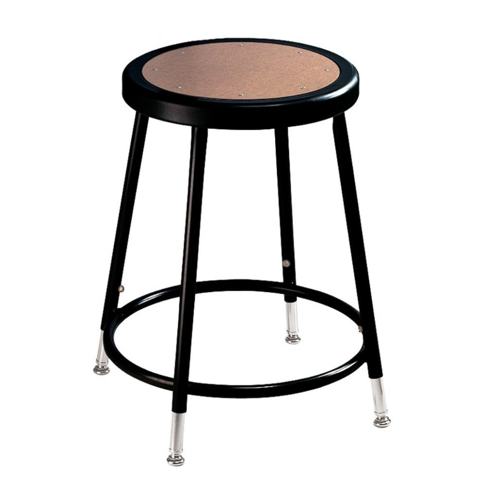 National Public Seating 19-27" Black Adjustable Stool with Hardboard Seat