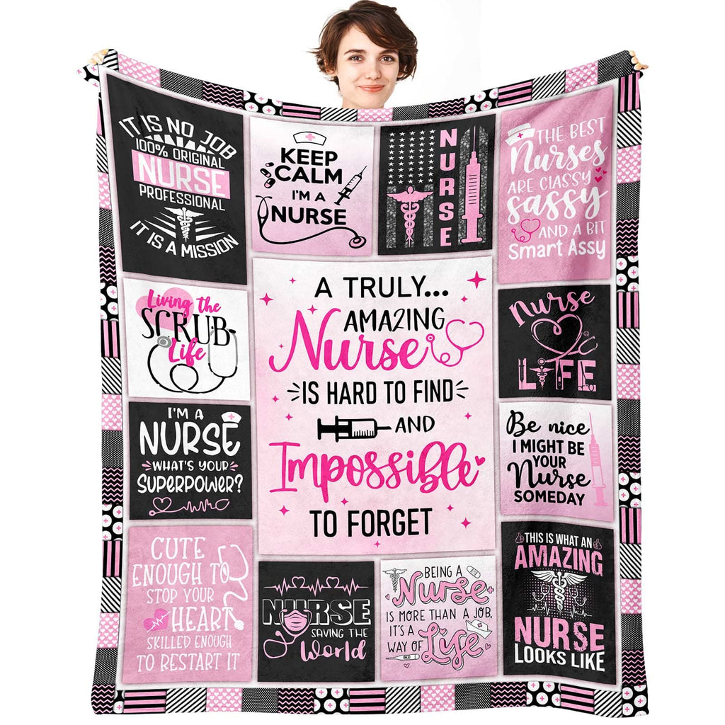 Nurse Gifts For Women - Nursing Student Gifts Throw Blanket 60' X 50' - Nurse Appreciation Gifts For Nurse Practitioner, Rn Nu