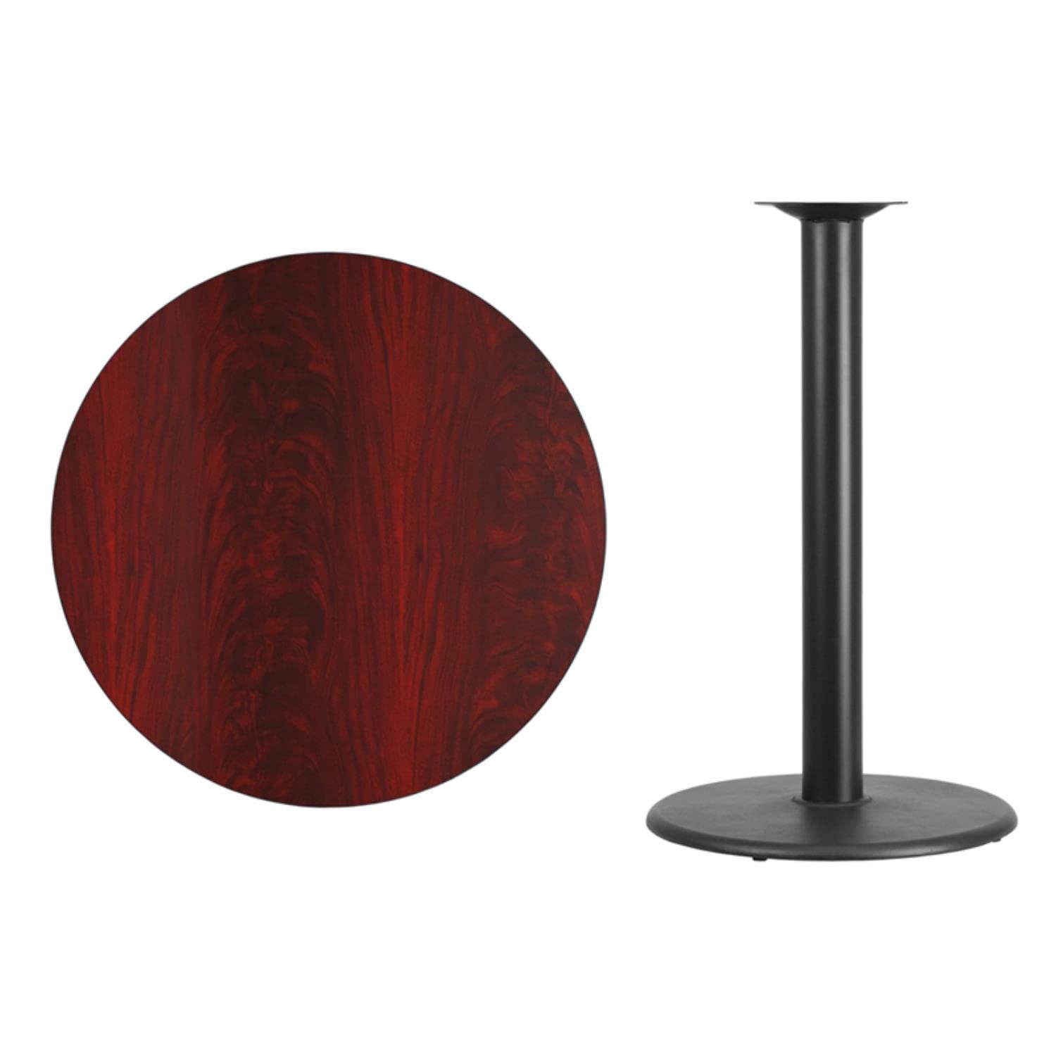 Flash Furniture Stiles 36'' Round Mahogany Laminate Table Top With 24'' Round Bar Height Table Base