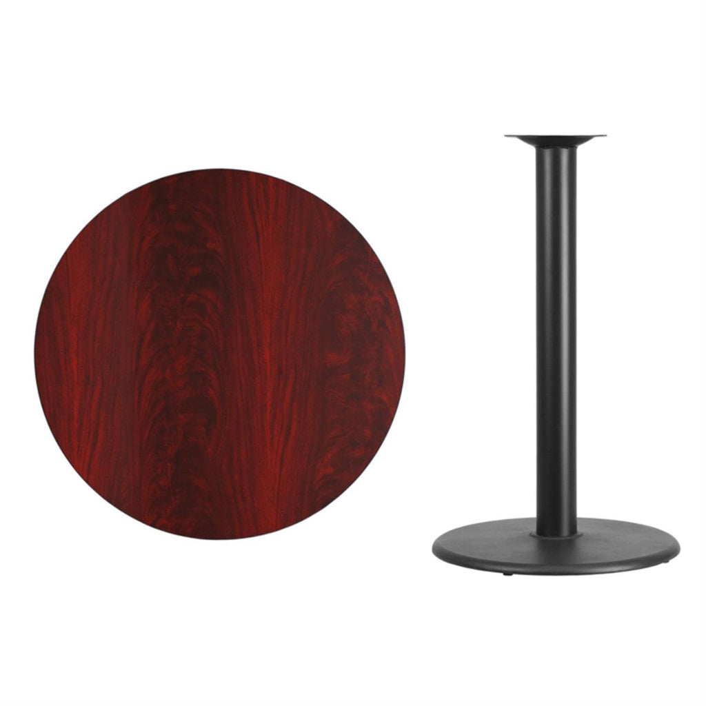 Flash Furniture Stiles 36'' Round Mahogany Laminate Table Top With 24'' Round Bar Height Table Base