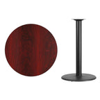 Flash Furniture Stiles 36'' Round Mahogany Laminate Table Top With 24'' Round Bar Height Table Base