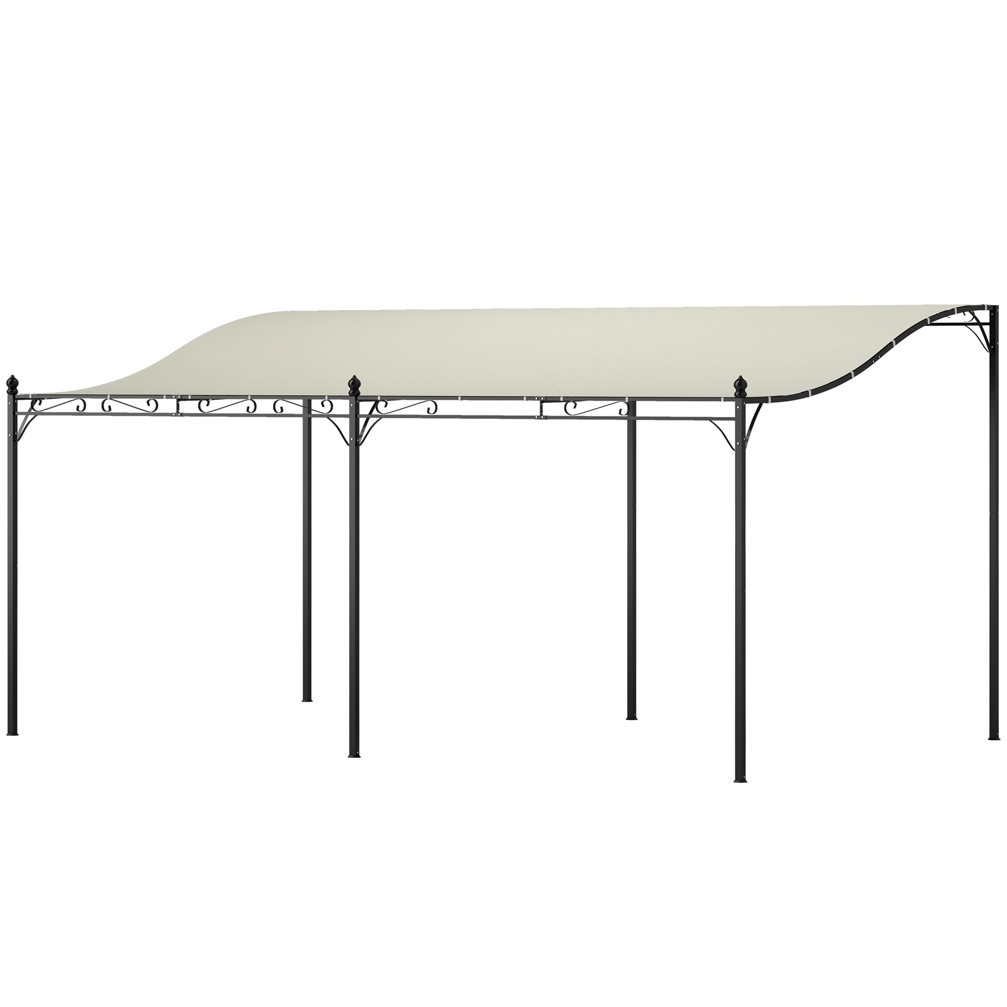 Outsunny 10' X 16' Outdoor Pergola Canopy, Wall-Mounted Metal Patio Canopy With Weather-Resistant Fabric And Drainage Holes For