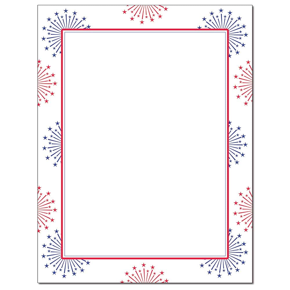 Red, White & Blue Stars Letterhead Laser & Inkjet Printer Paper (100 Sheets)