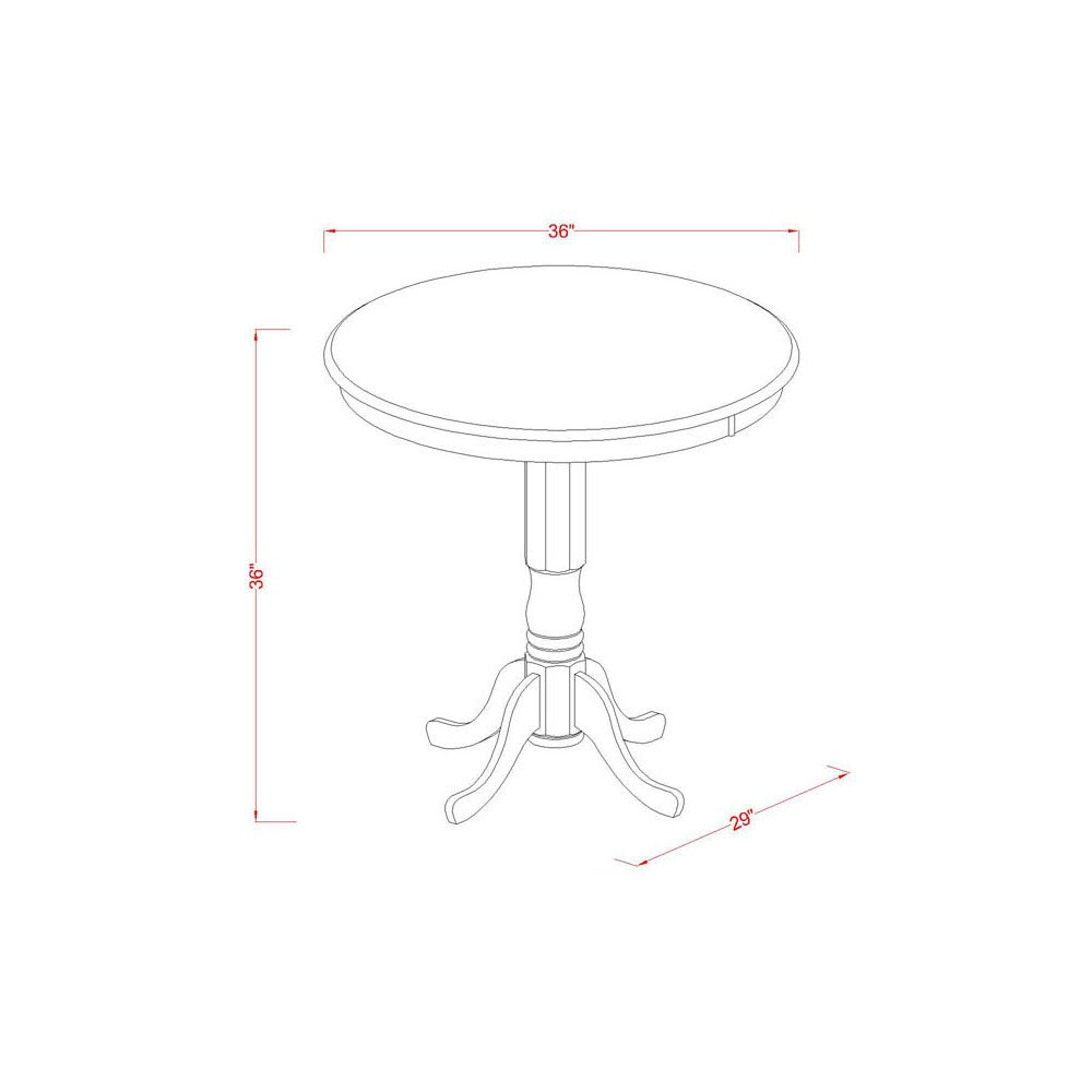 East West Furniture Javn3-Mah-W 3 Pc Dining Counter Height Set - High Top Table And 2 Dining Chairs.