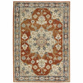 HomeRoots 508443 6 x 9 ft. Rust Beige Teal Blue & Gold Oriental Power Loom Stain Resistant Rectangle Area Rug