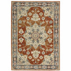 HomeRoots 508443 6 x 9 ft. Rust Beige Teal Blue & Gold Oriental Power Loom Stain Resistant Rectangle Area Rug