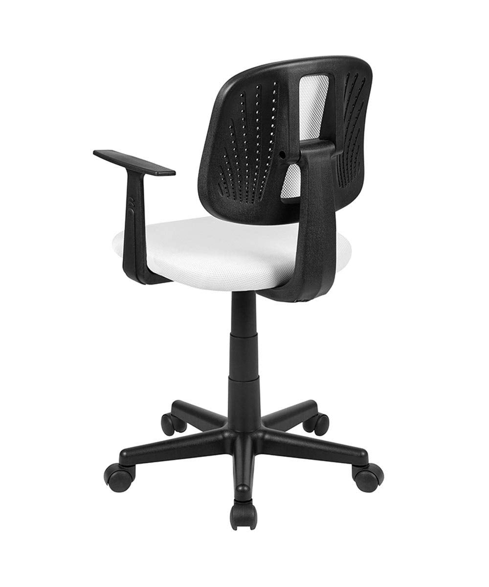 Flash Furniture Flash Fundamentals Mid-Back White Mesh Swivel Task Office Chair With Pivot Back And Arms