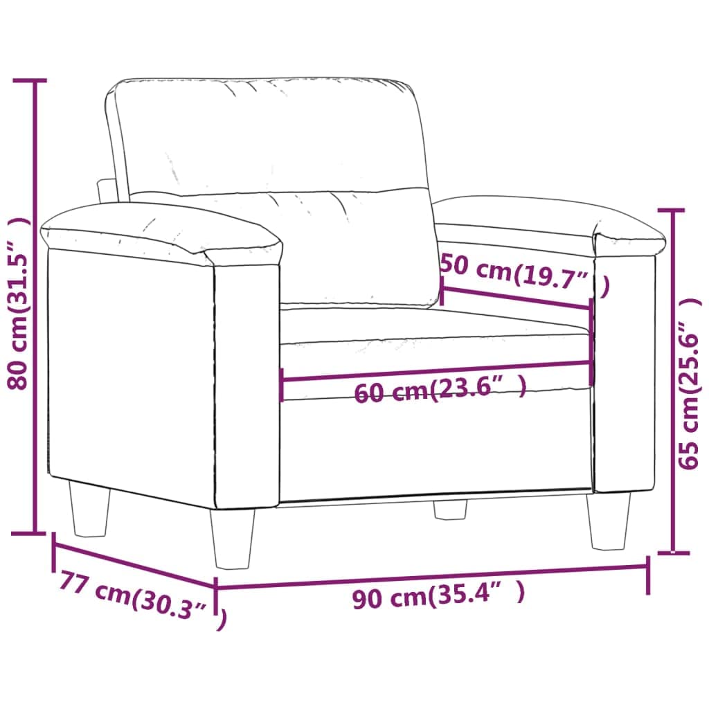 vidaXL Light Gray Microfiber Fabric Sofa Chair - Modern Design Comfortable Seating - Sturdy Metal Frame - Ideal for Reading & Relaxing - Living Room Furniture