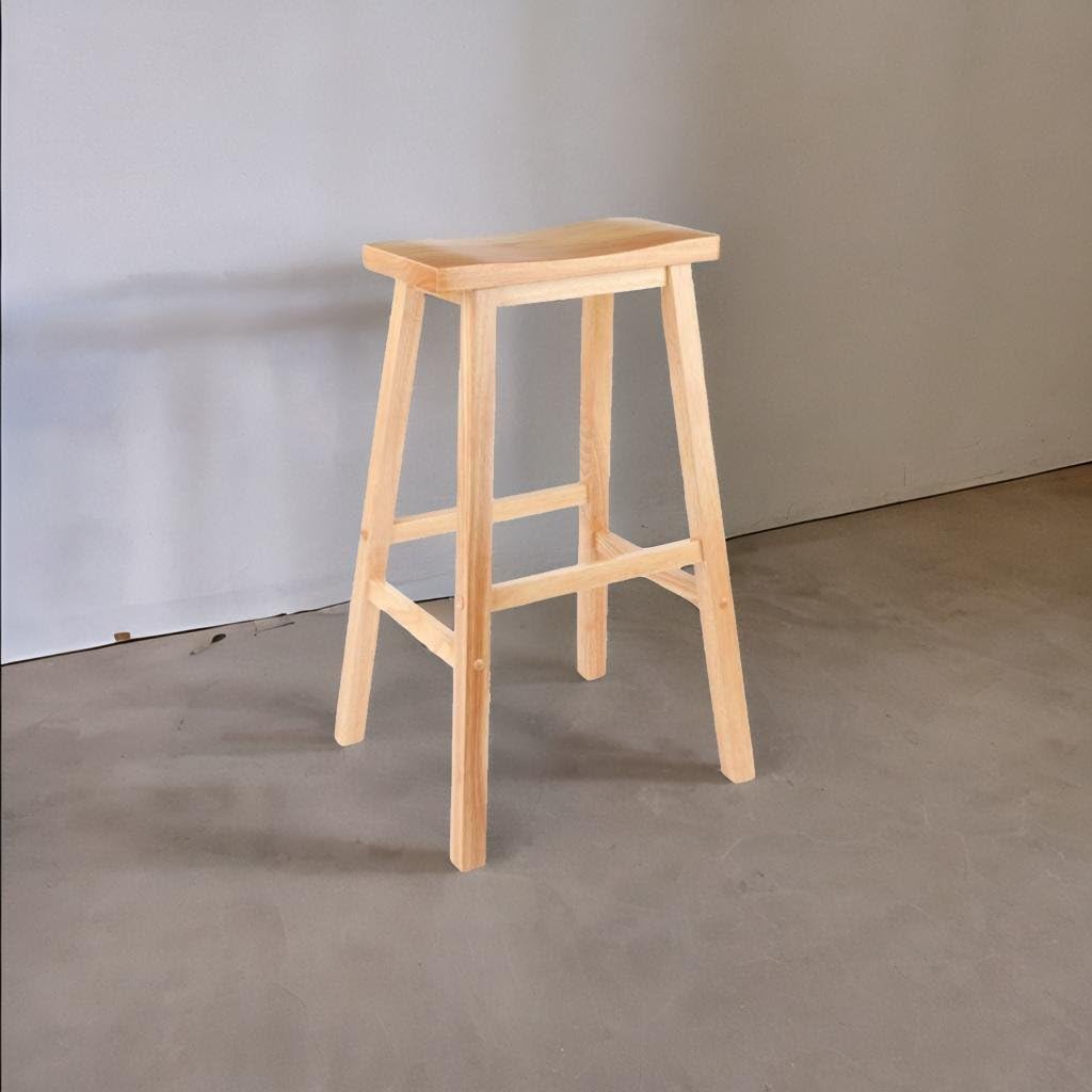 Ergode Chic Saddle Seat Wood Counter Height Stool | Natural Finish | Easy Assembly