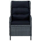vidaXL Adjustable Reclining Patio Chair with Dark Gray Poly Rattan and Removable Cushions, Outdoor Lounge Chair for Sunbathing, Backyard, Garden, Sturdy Powder-Coated Steel Frame, Easy to Assemble