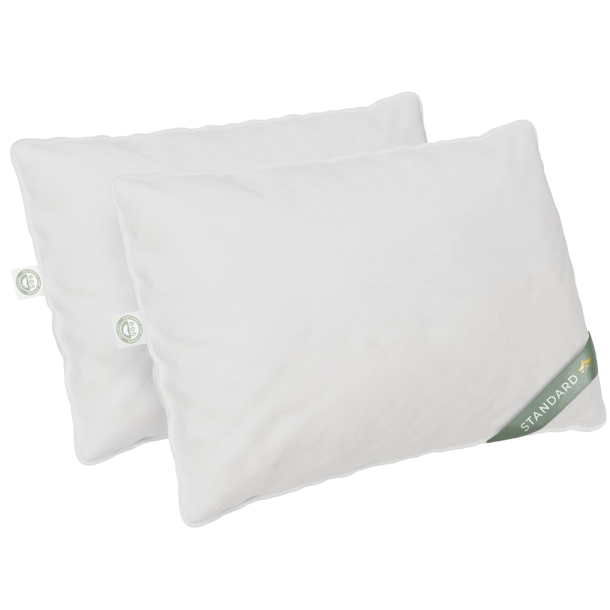 East Coast Bedding - Standard Size Pillow Set Of 2 - Medium Luxury Hotel Pillow For A Luxury Bed - 100% European Goose Down Pill