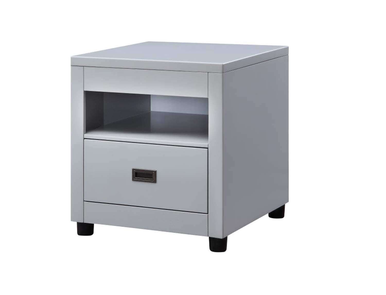 Benjara Transitional Style Wooden End Table With 1 Drawer, Gray And Black