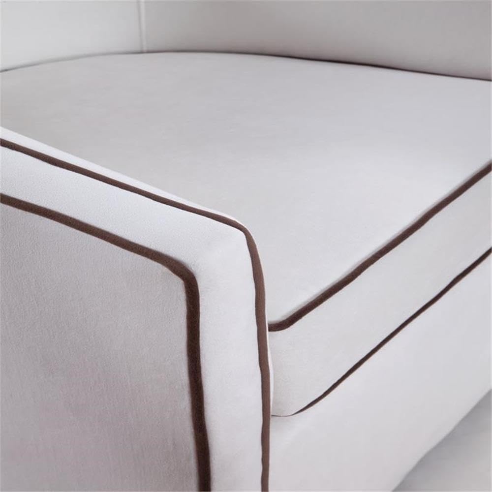 Keely Cream Velvet With Contrasting Brown Welt Barrel Swivel Chair