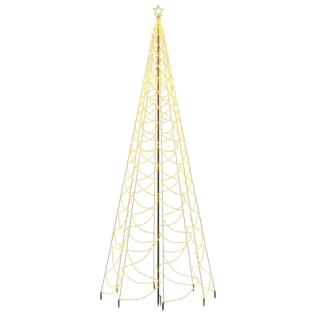 Vidaxl Christmas Tree, Outdoor Christmas Decoration With Metal Post 1400 Leds, Xmas Tree Indoor Outdoor Home Decor Holiday, Warm White