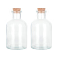Magic Season Decorative Glass Bottles with Cork Stoppers (5 fl oz. Round Bottles / 2 Pcs)