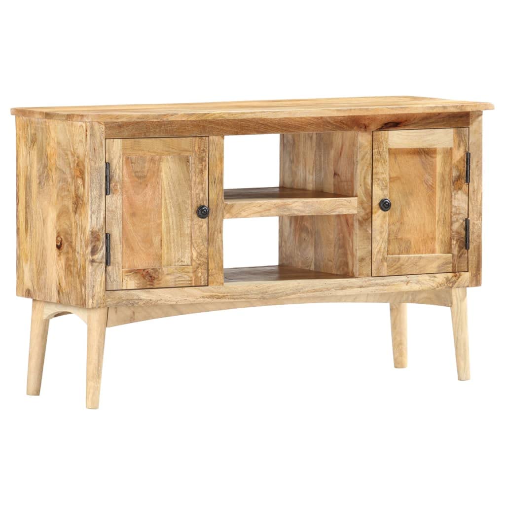 vidaXL Rustic Sideboard, Made of Solid Mango Wood - Farmhouse Style with Rough Look, Two Doors and Open Compartments for Versatile Use and Storage