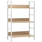 vidaXL 3-Layer Book Shelf and Display Stand in Oak – Sturdy Engineered Wood and Steel Construction, Ideal for Office, Living Room or Patio