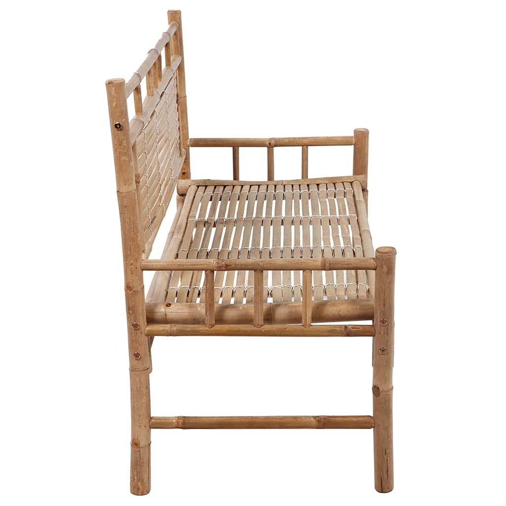 vidaXL Bamboo Patio Bench with Wine Red Cushion - Weather-Resistant Outdoor Garden Terrace Seating - 47.2"x21.7"x23.6"